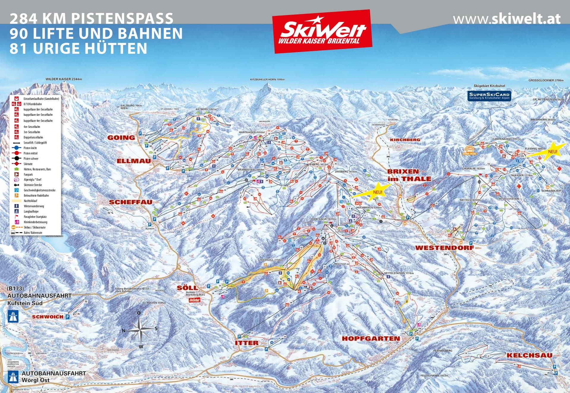 Scheffau am Wilden Kaiser ski map