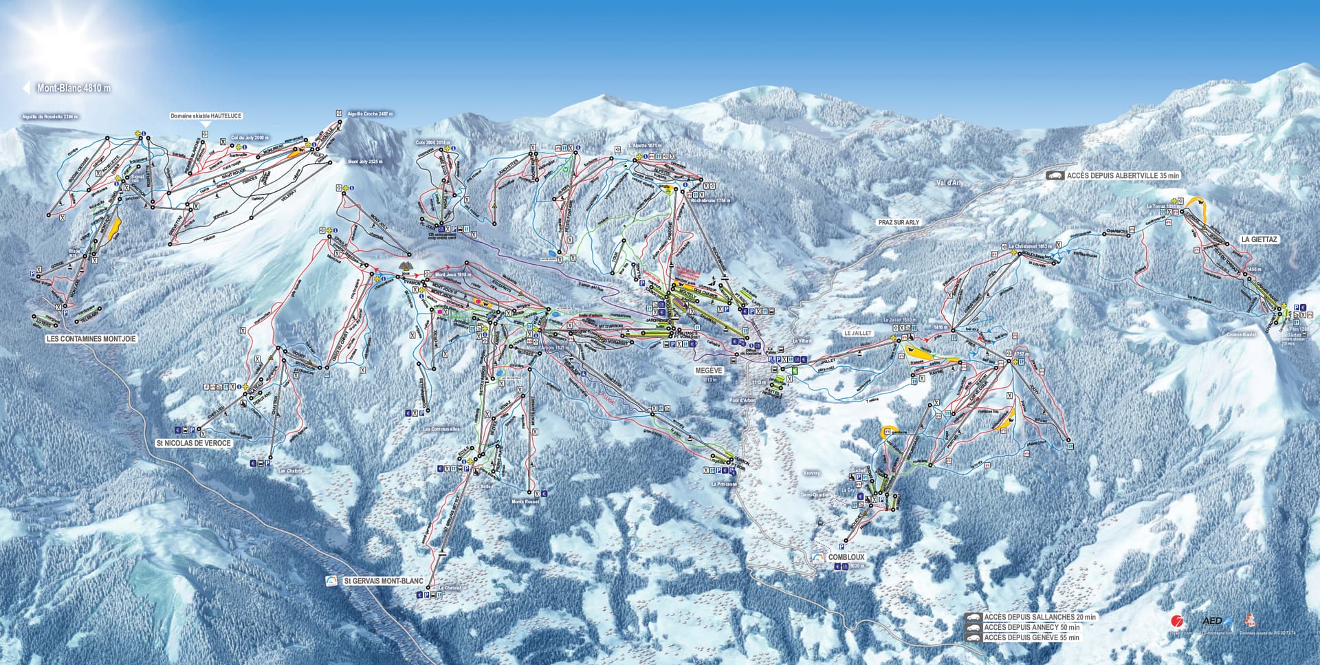 Les Contamines-Montjoie ski map
