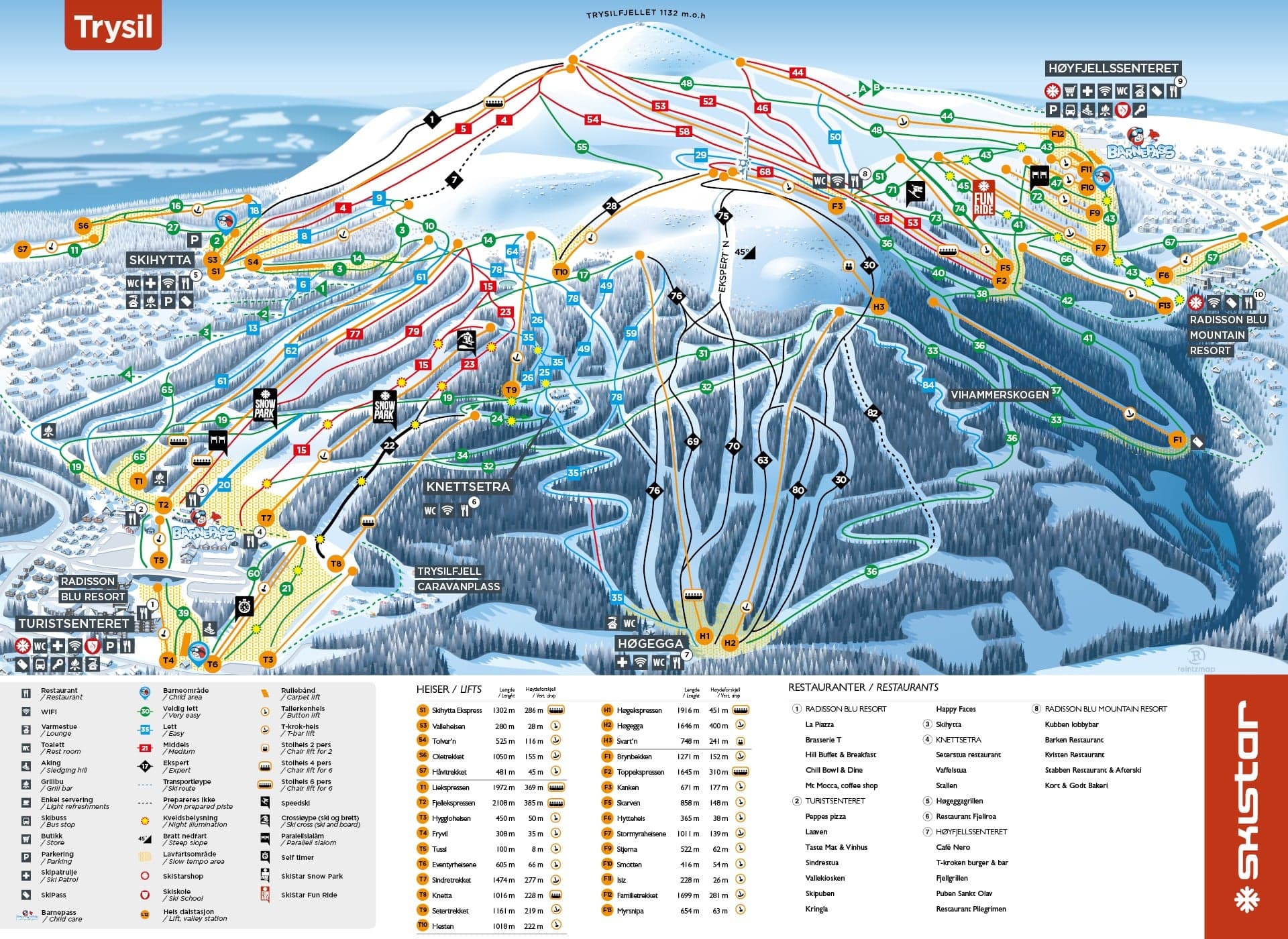 Trysil ski map